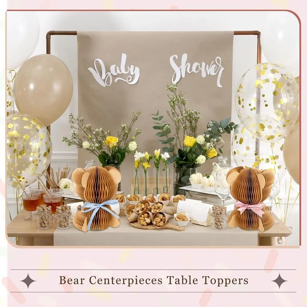 6 Pcs 3D Bear Honeycomb Centerpieces